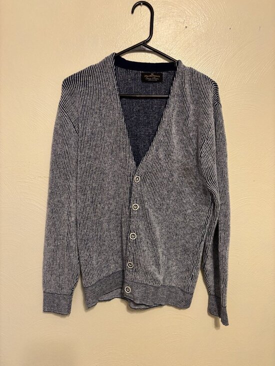 Puritan Other - Puritan Gary Player Mens Striped Cardigan Sweater Navy & White Size M